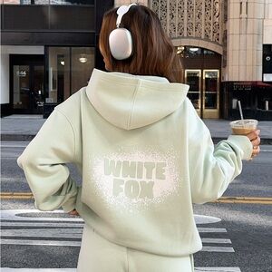 NWT White Fox 11th Street Keeping It Real Oversized Hoodie Iced Matcha